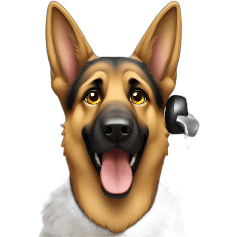 German shepherd talking on phone emoji