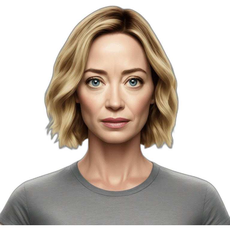 Emily blunt serious wearing tee emoji