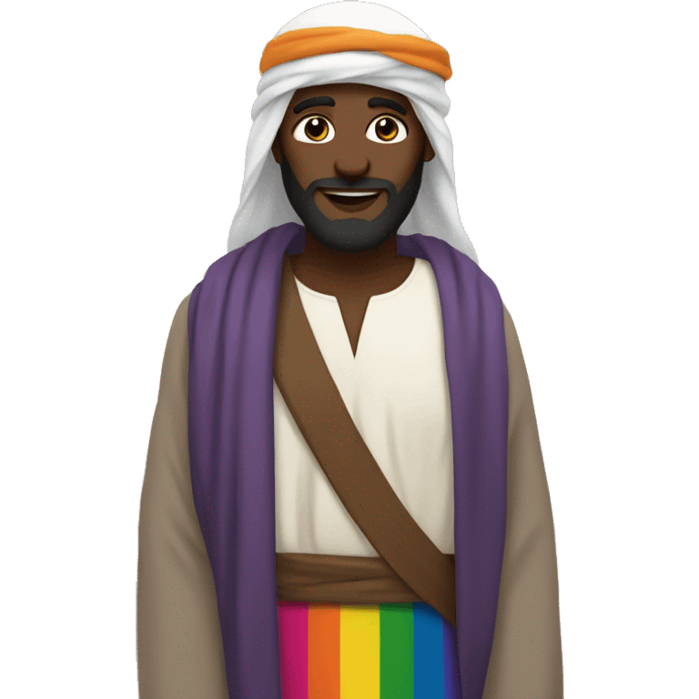 a LGBTQ, dark skin jesus with a turban, muslim style for LGBTQ pride month emoji