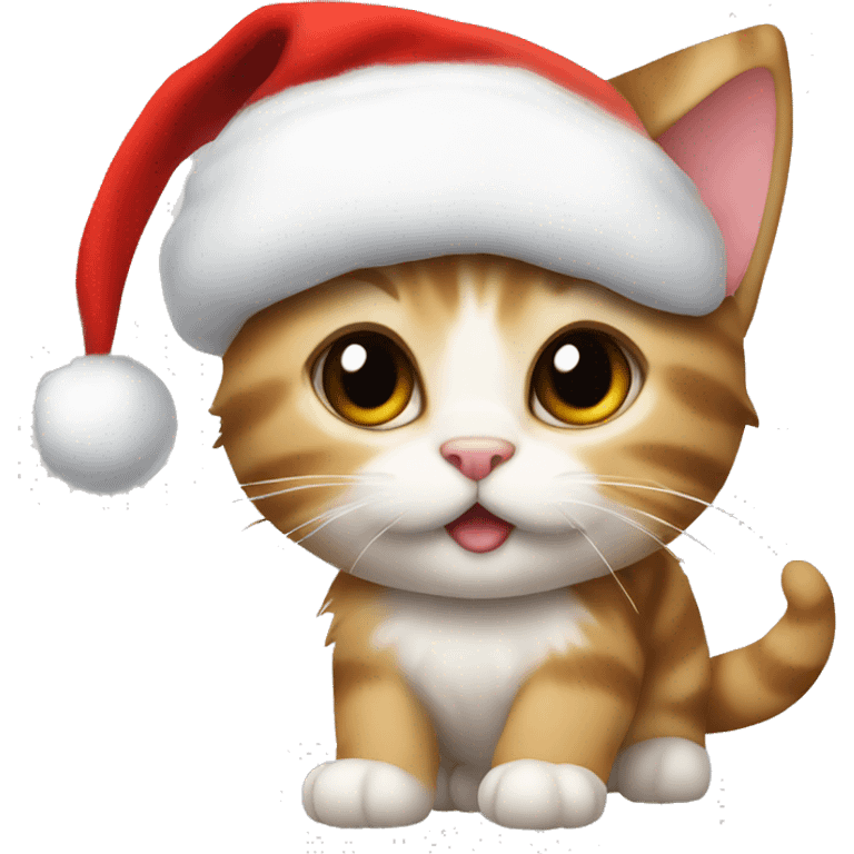 a kitten in a Santa Claus hat emoji