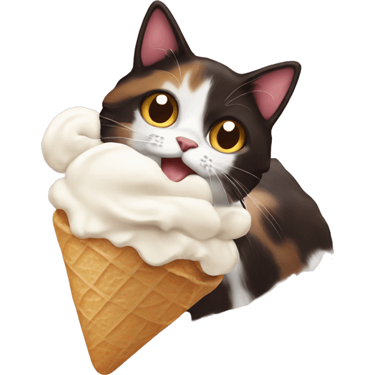 Icecream with calico cat emoji