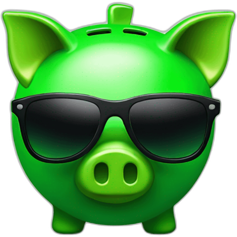 green piggybank with sunglasses emoji