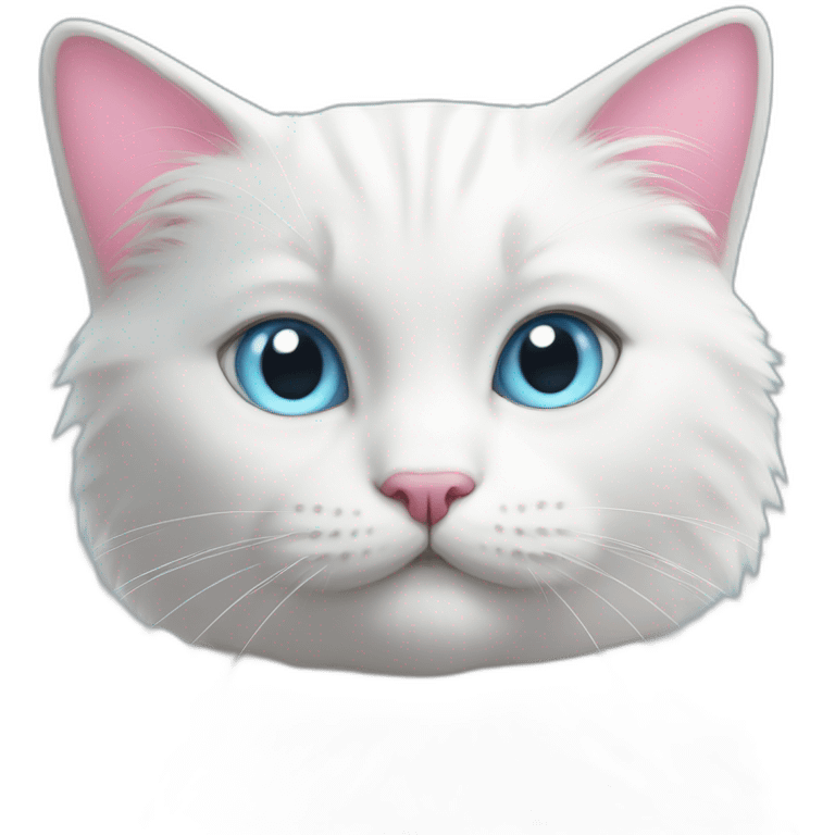 White cat with light blue eyes and pink bows on his head emoji