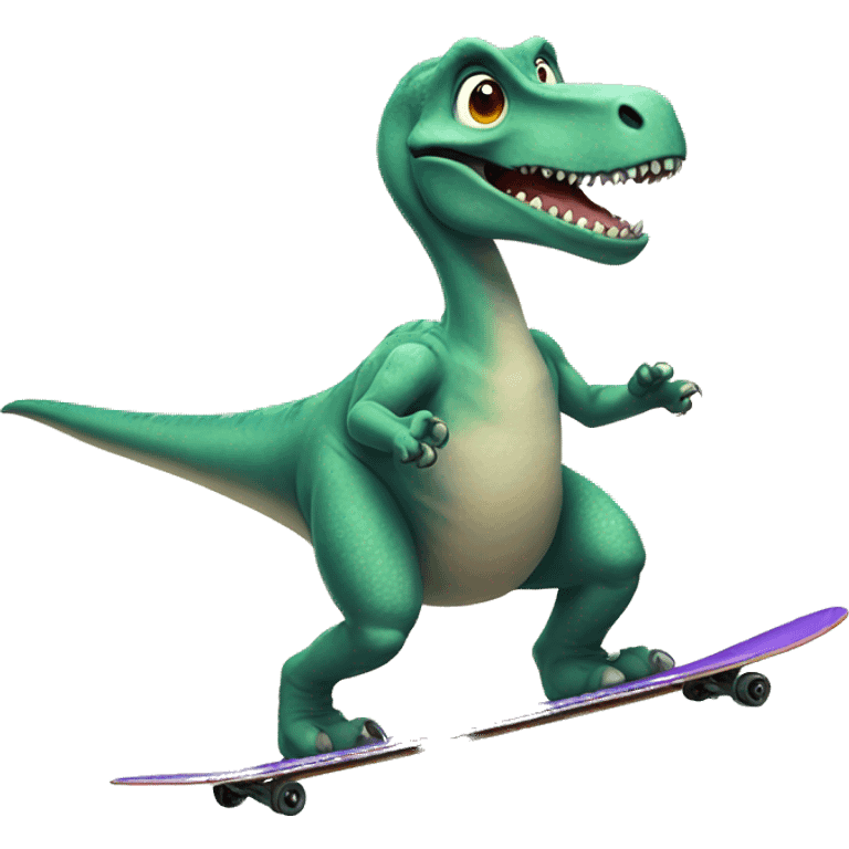 Dinosaur riding sufboard emoji