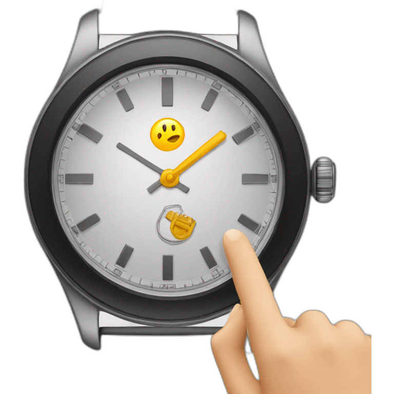 Finger pointing to a watch emoji