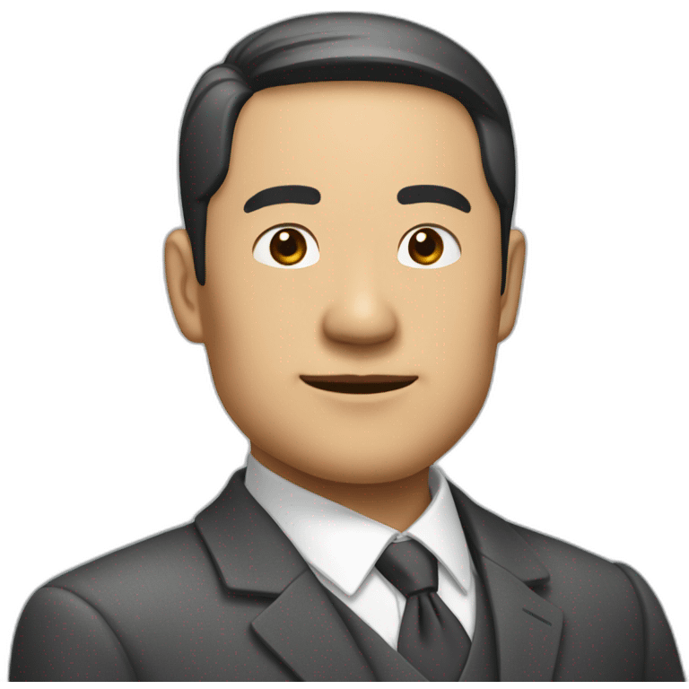 asian middle age in suit with a little Crooked neck emoji