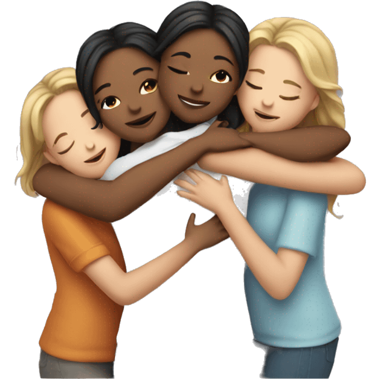 5 girls hugging emoji