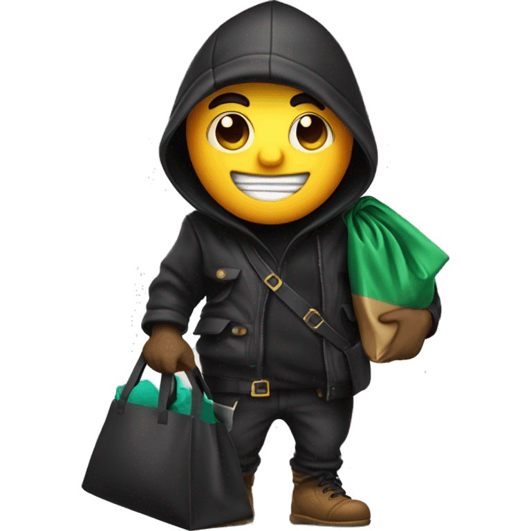 a cartoon burglar with swag bag emoji