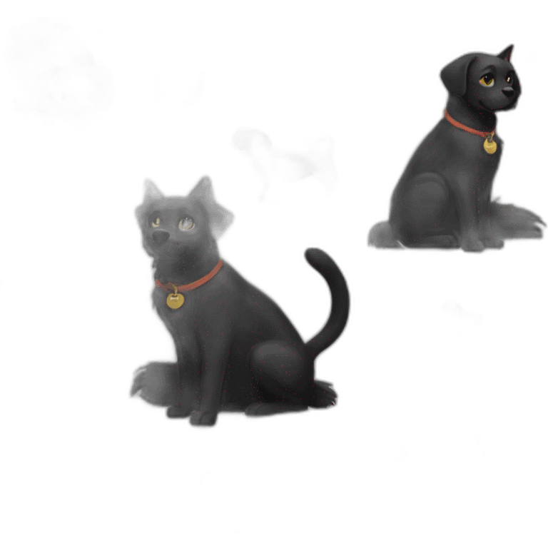 black CAT and dog emoji