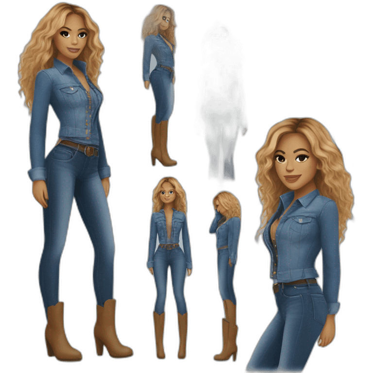 Beyoncé with tight blue jeans and overknee boots emoji