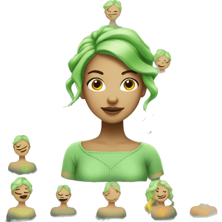  7 chakra woman with light skin and green hair  emoji