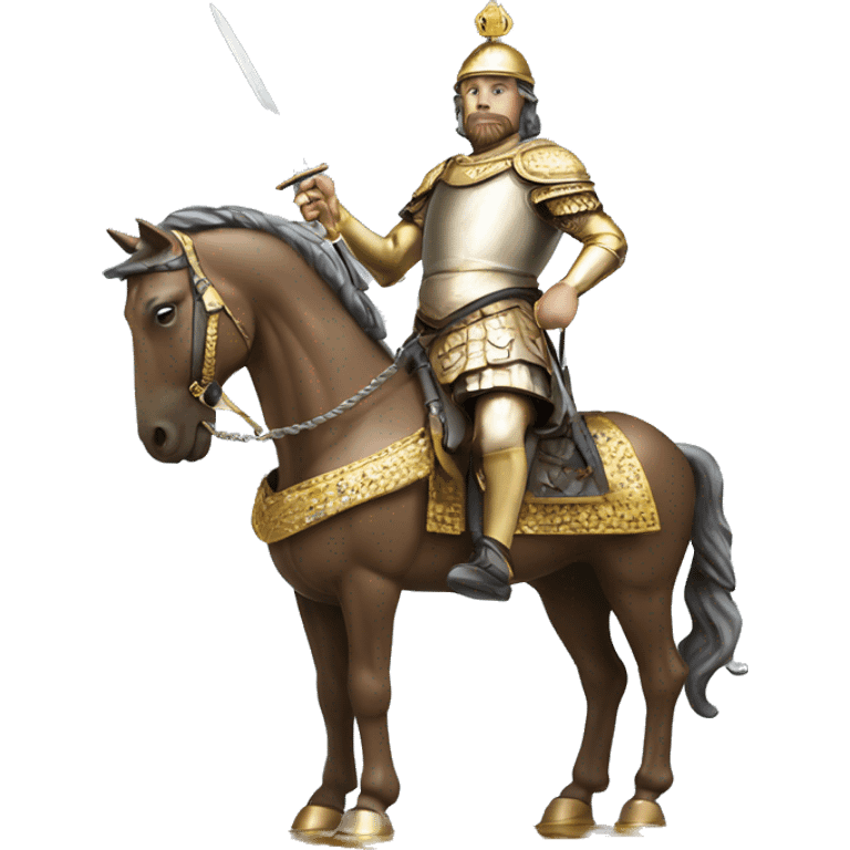 King Richard horse statue with weapon,  emoji