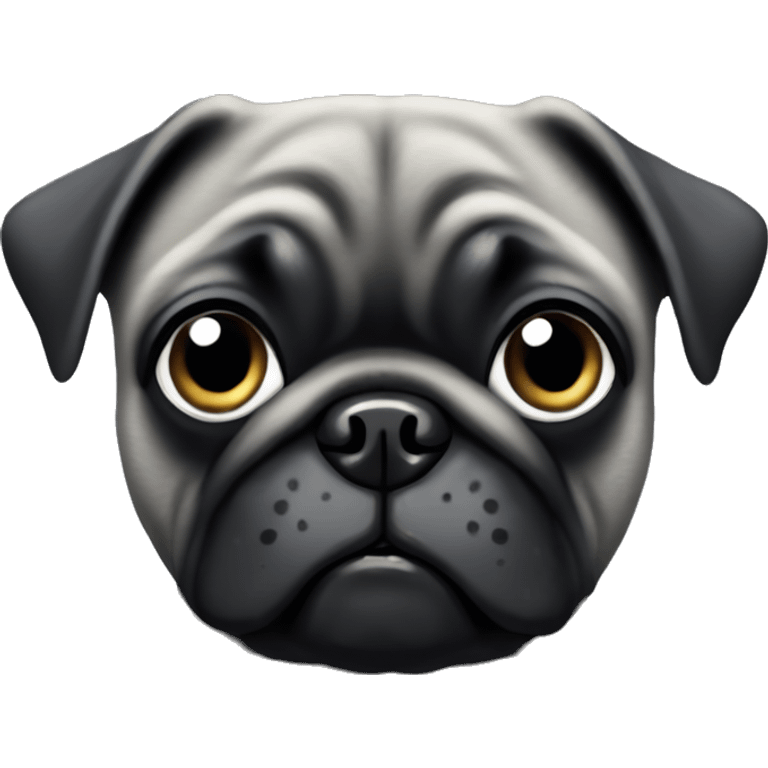 black pug with graying face emoji