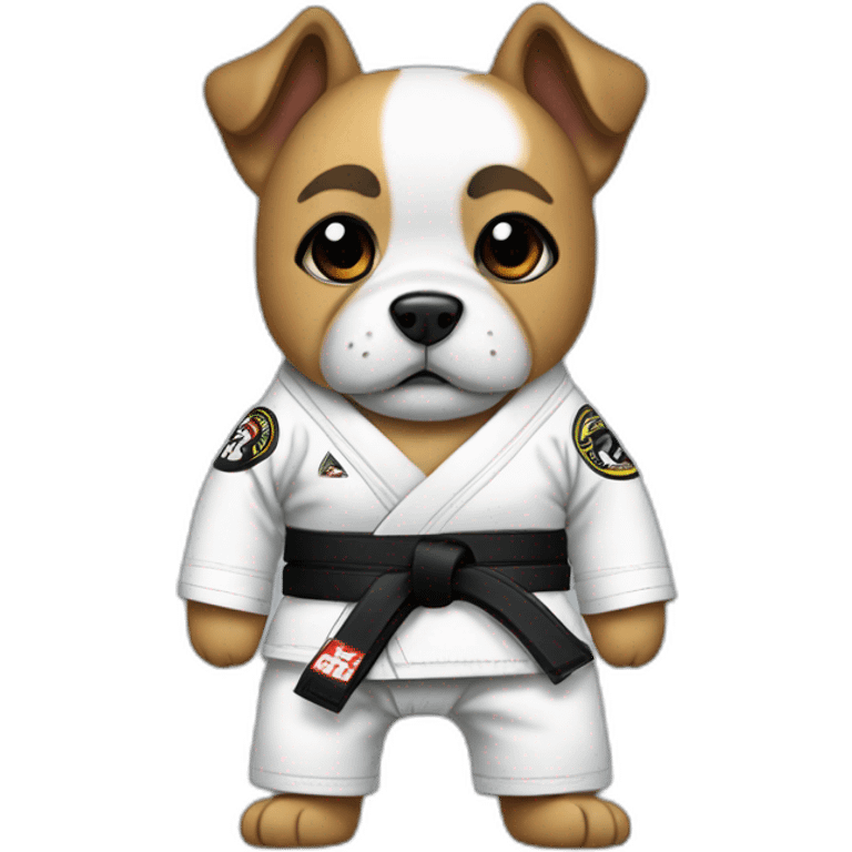 Jiu-Jitsu dog wearing a gi with a black belt  emoji