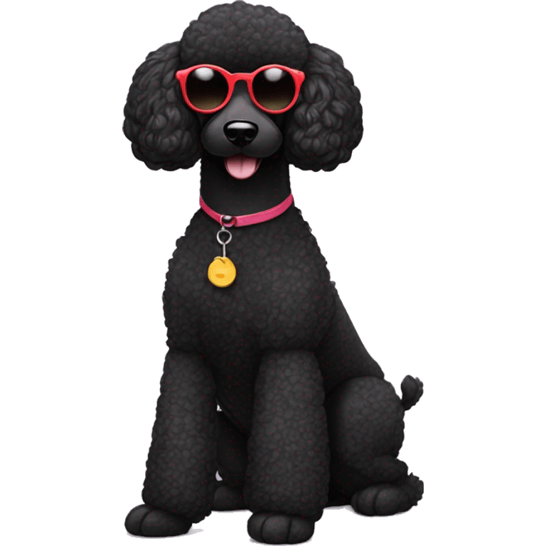 black poodle wearing some big round sunglasses  emoji