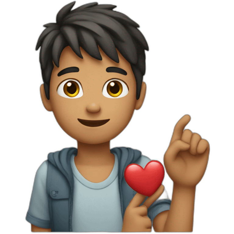 Boy making heart with hand  emoji