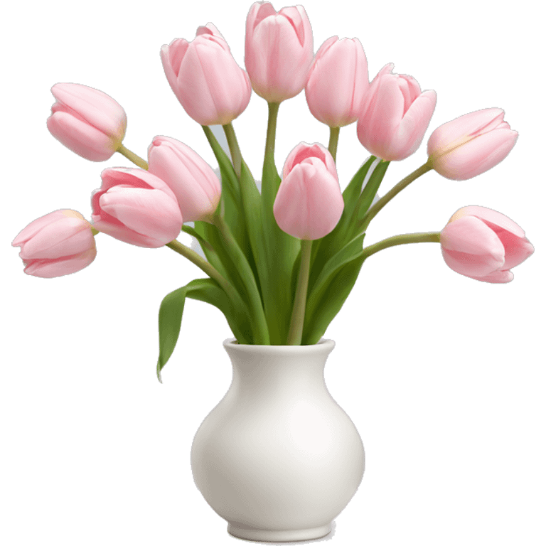 Light pink tulips in white vase emoji