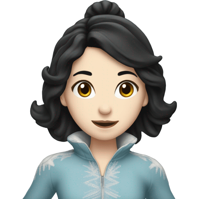 ice skater with black hair and pale skin skating trough the ice emoji