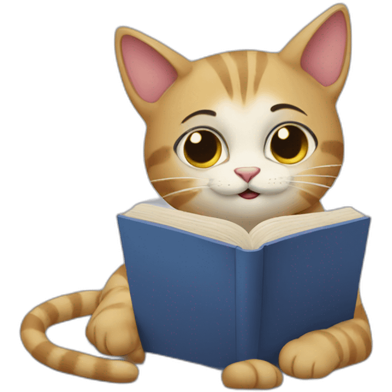 Cat reading book emoji