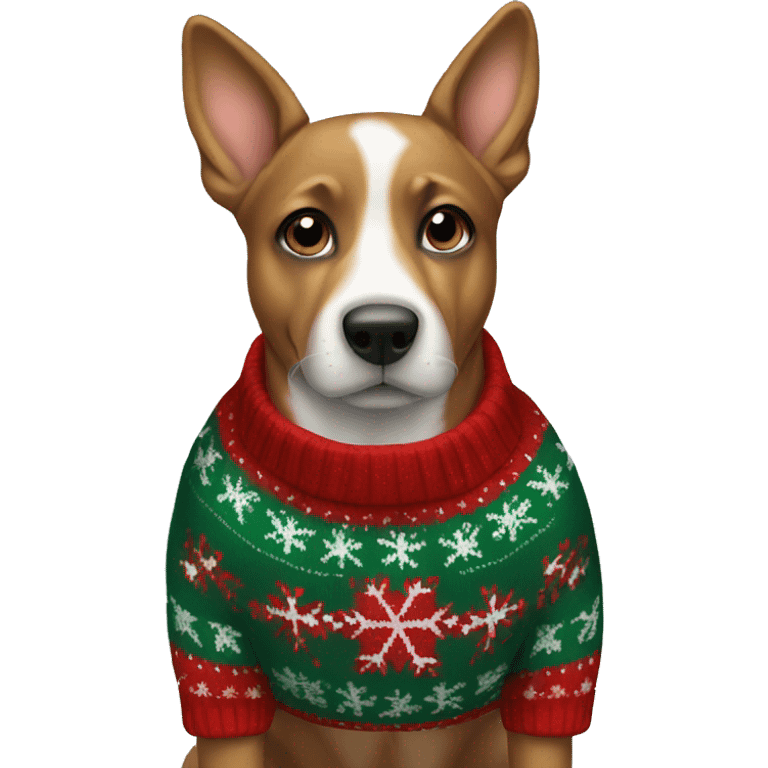 Dog wearing Christmas sweater  emoji