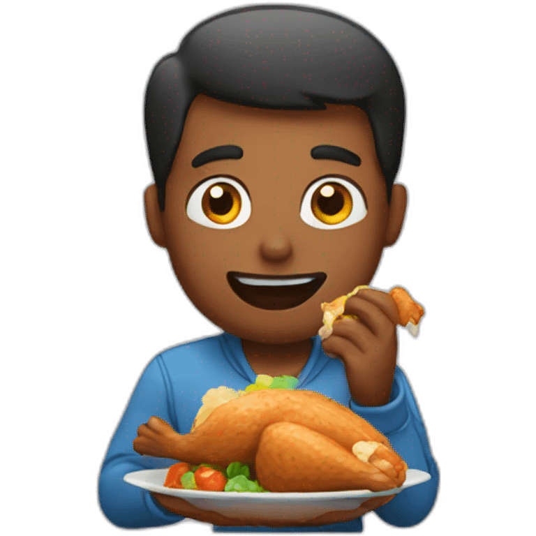 man eating chicken emoji