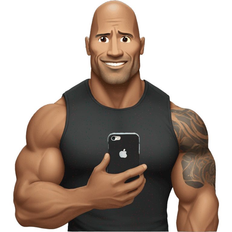 the rock holding an iphone emoji