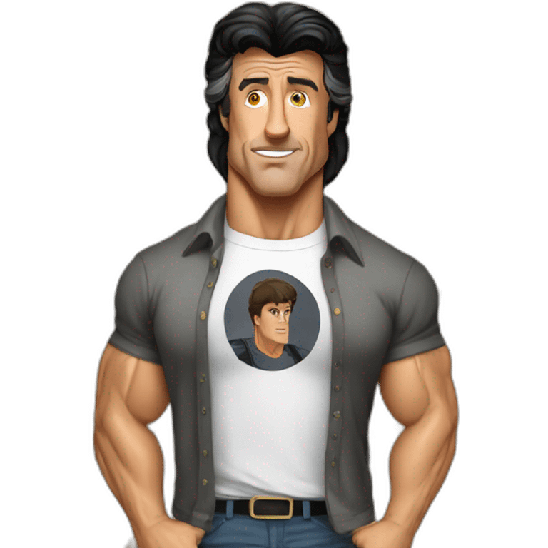 sylvester stallone cartoon wearing shirt emoji