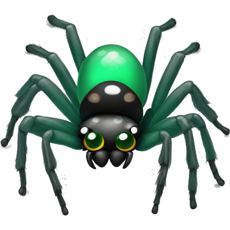 Jumping spider with emerald green chela and black and white hair emoji