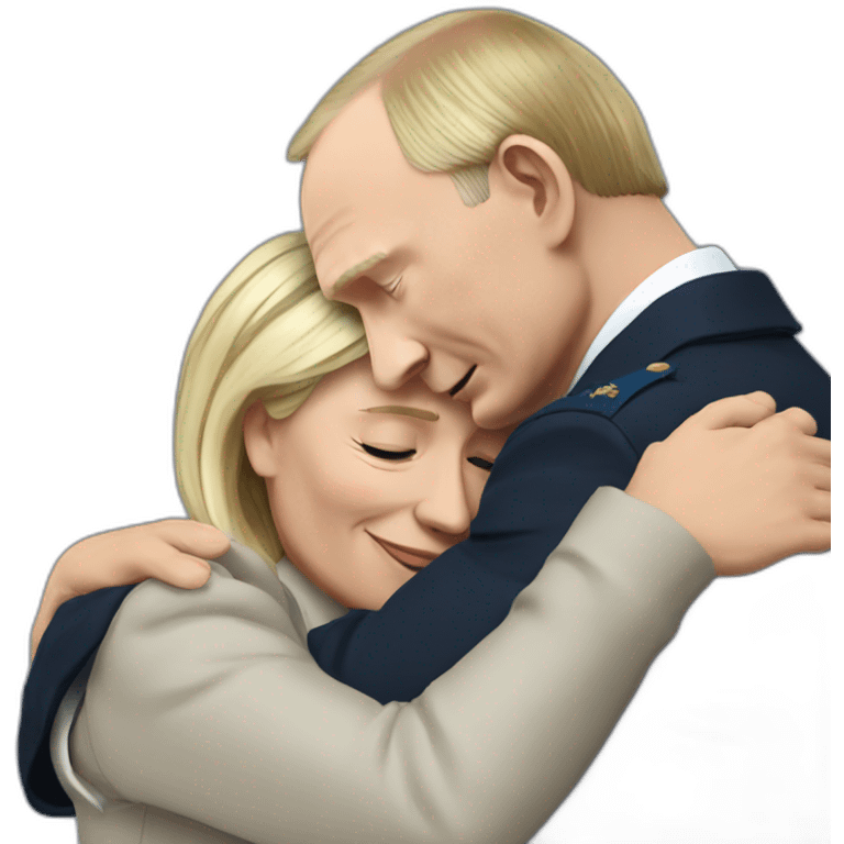 marine lepen giving a hug to vladimir putin emoji