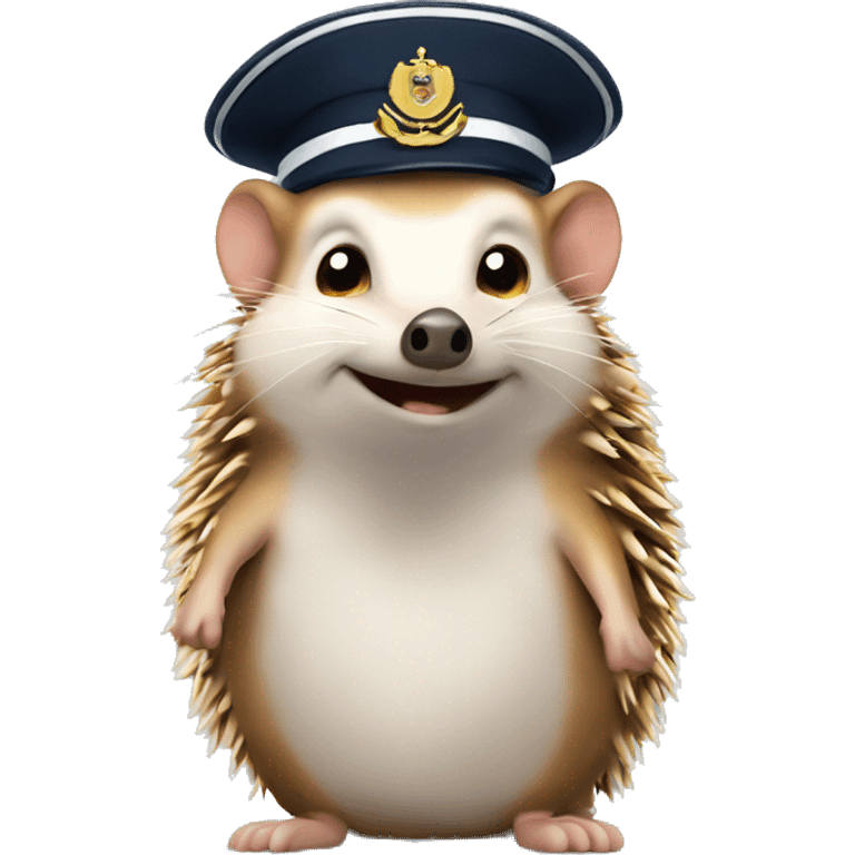 Hedgehog with long ears wearing a naval officers hat emoji