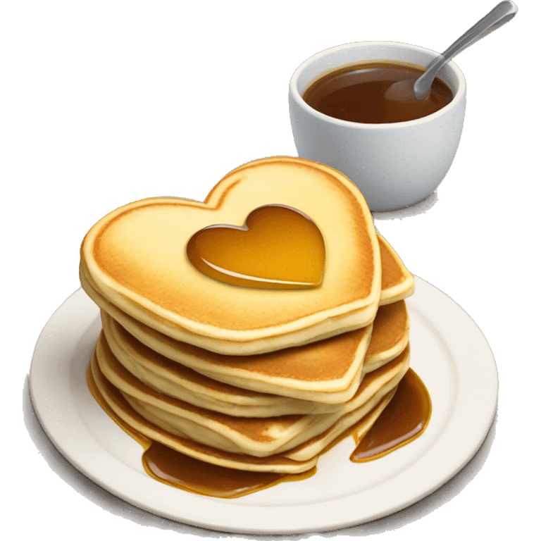 Heart shaped pancakes with butter and syrup  emoji