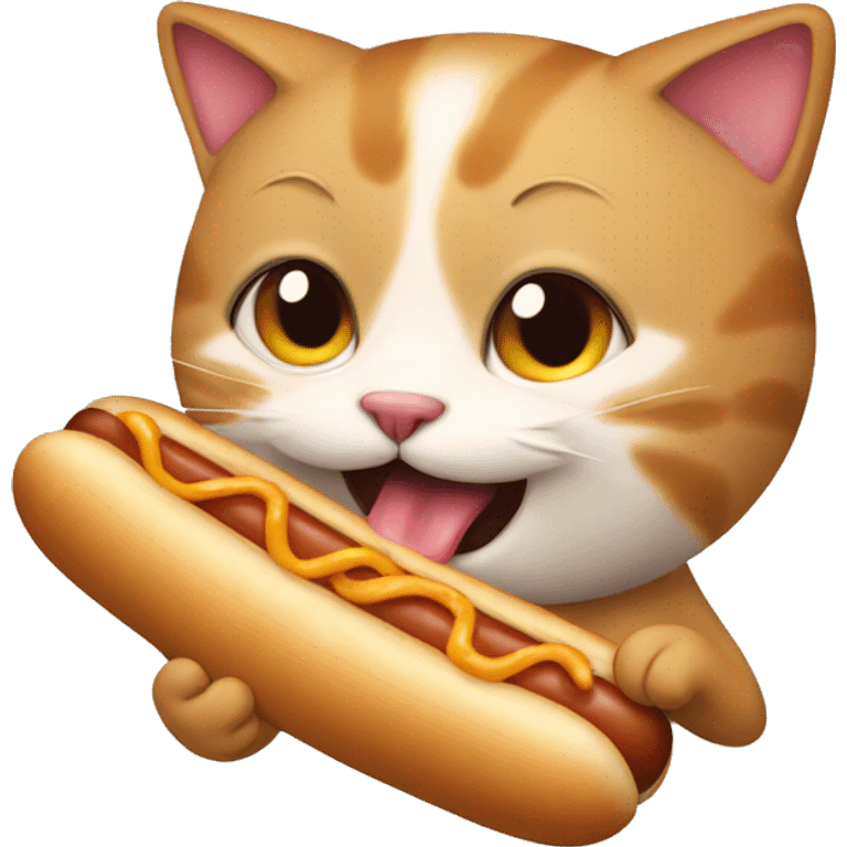 Cat eating a hotdog emoji