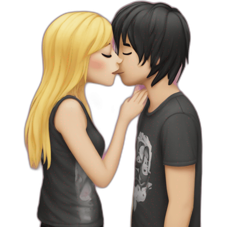 Emo boy kiss his girlfriend emoji