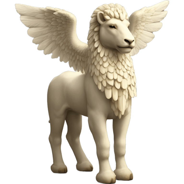 Lamassu, head of a bearded human, body of a bull, feathered wings that extend from its back emoji