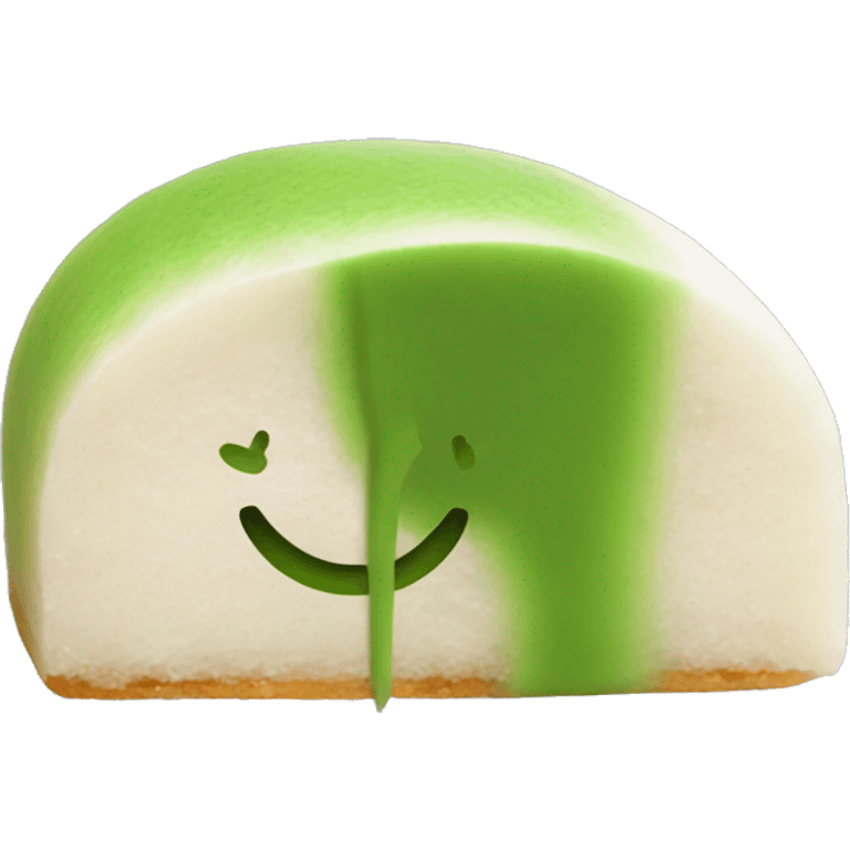 half cut mochi with matcha filling emoji