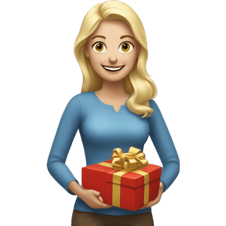 happy blonde woman with a lot of gifts emoji