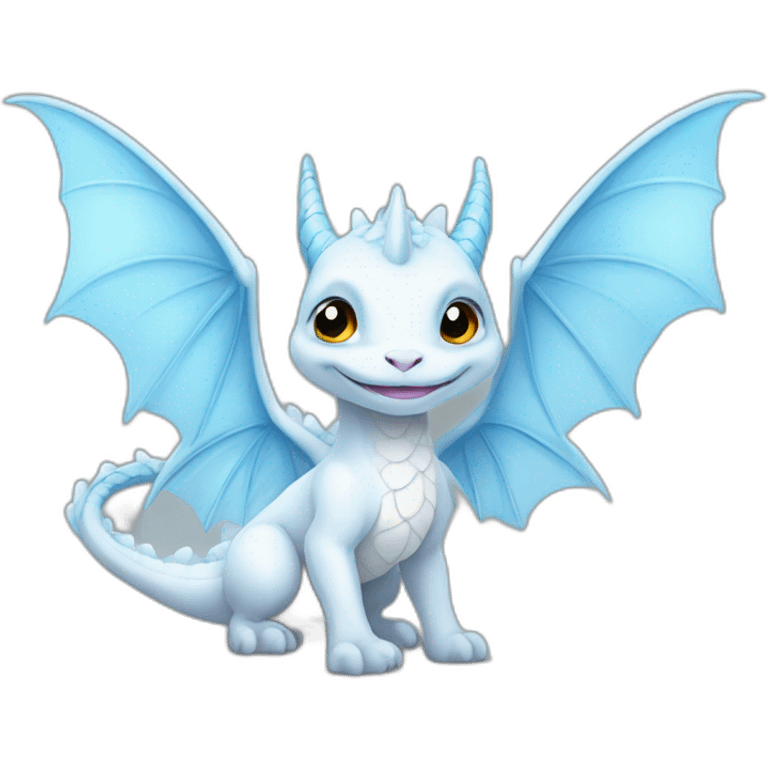 White  fairy dragon with light blue wings emoji