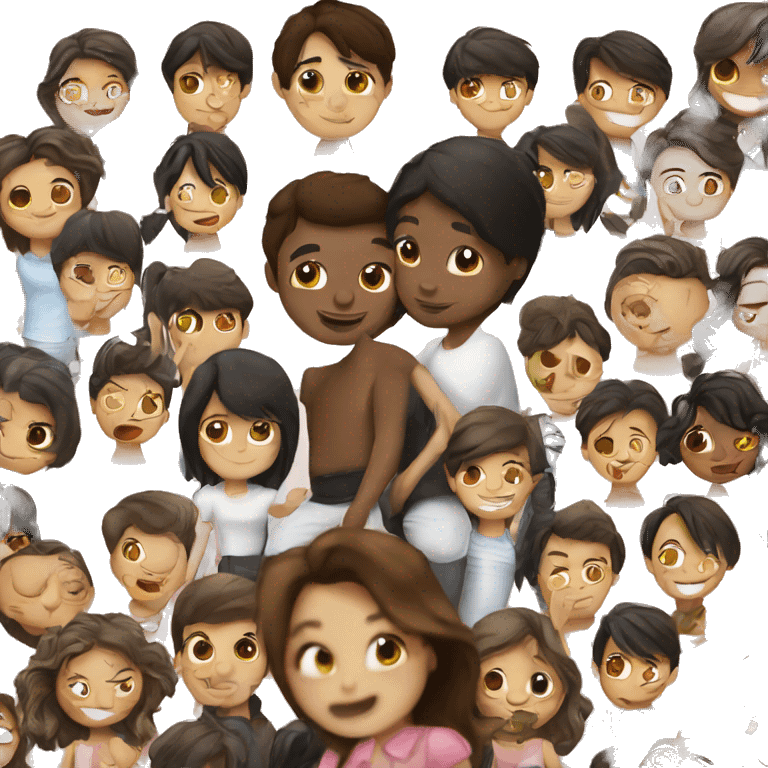 brunette girl and brunette boy kissing  emoji