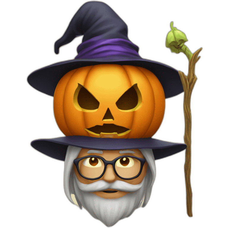 pumpkin and wizard emoji