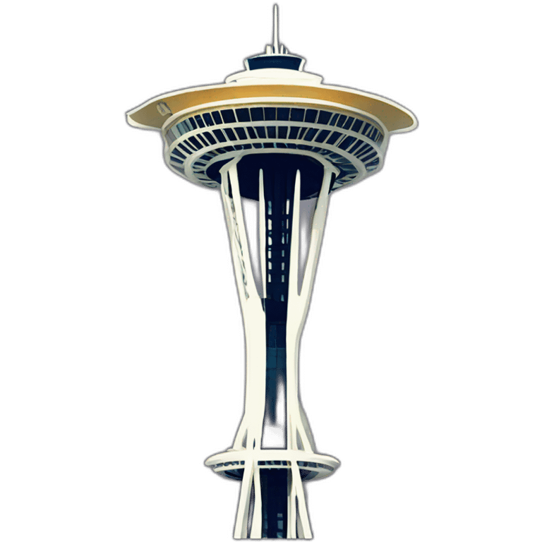 top of the space needle from the side, stylized emoji