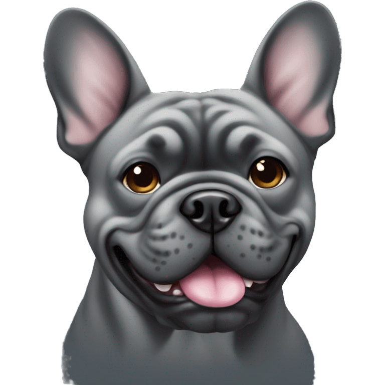 A dark grey french Bulldoge emoji