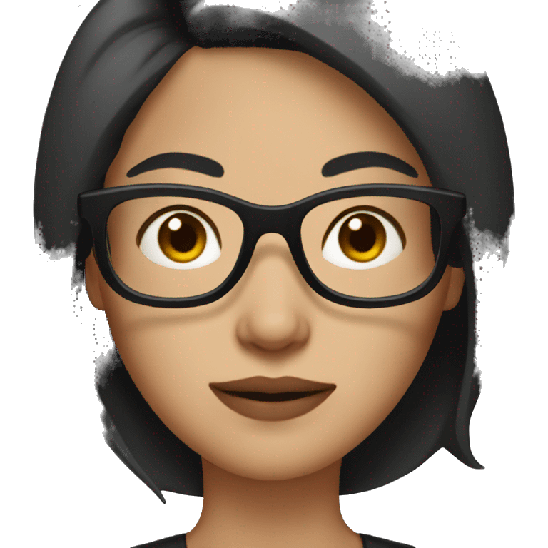 woman with dark short brown hair and black glasses emoji