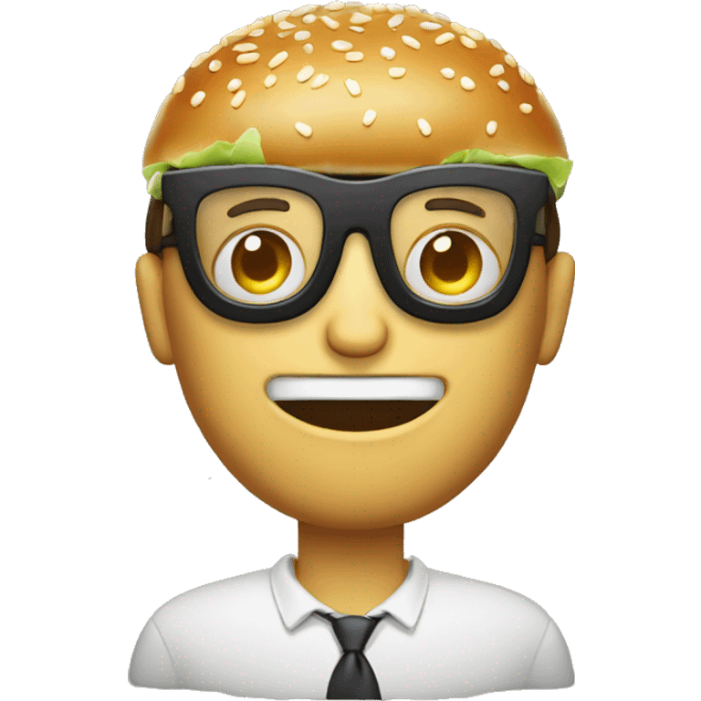 Un homme qui porte des lunettes qui mange un hamburger  emoji