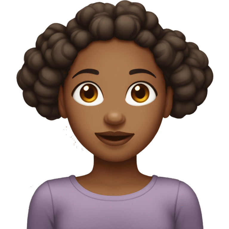 Light-brown skin girl with 2 dark brown afro puffs on head emoji