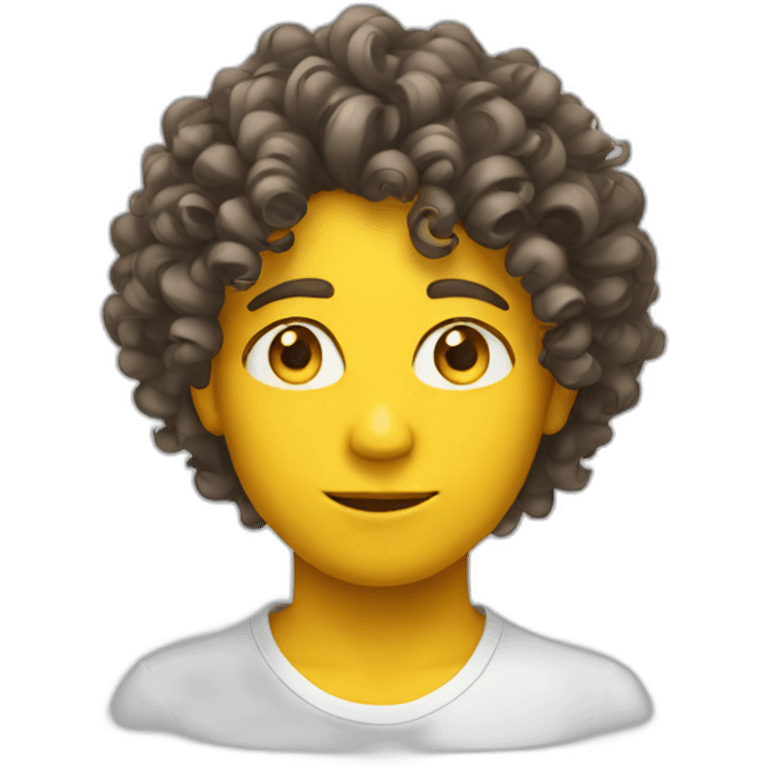 face with curly hair and yellow skin emoji