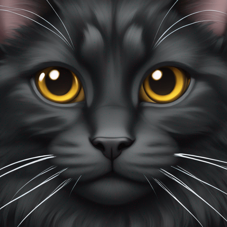 A pure-looking black Maine Coon emoji