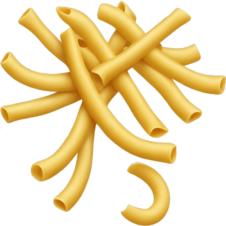 An emoji of a long macaroni pasta, slightly curved, with a smooth texture emoji