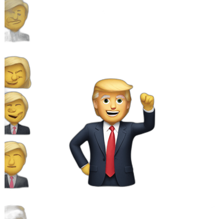 Donald Trump in suit waving emoji