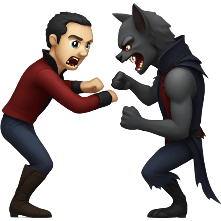 Vampire fighting werewolf  emoji