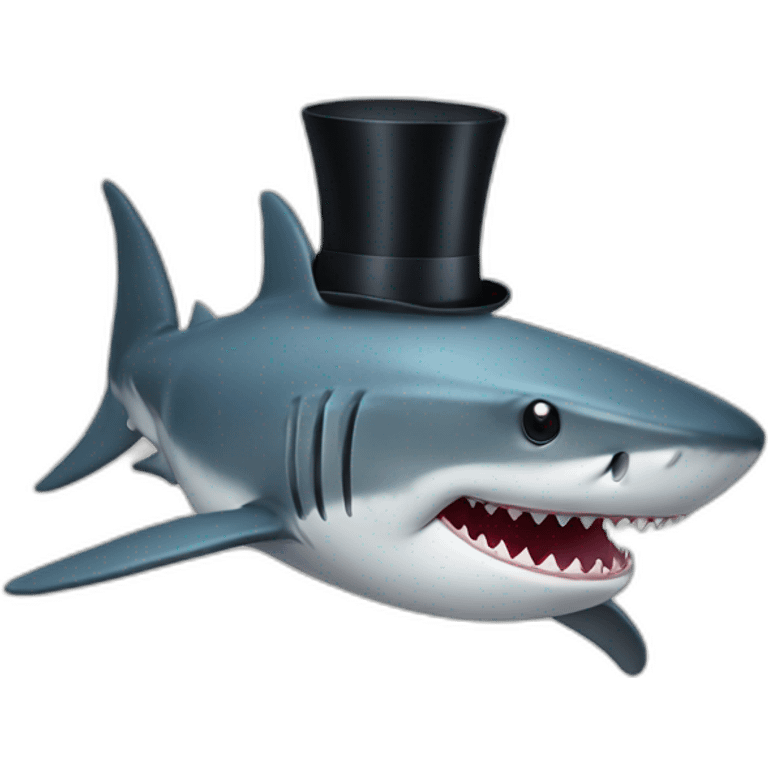 Shark with a top hat emoji